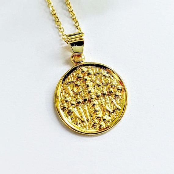 ICXC religious pendant, Jesus Conquers gold necklace, Constantinato charm