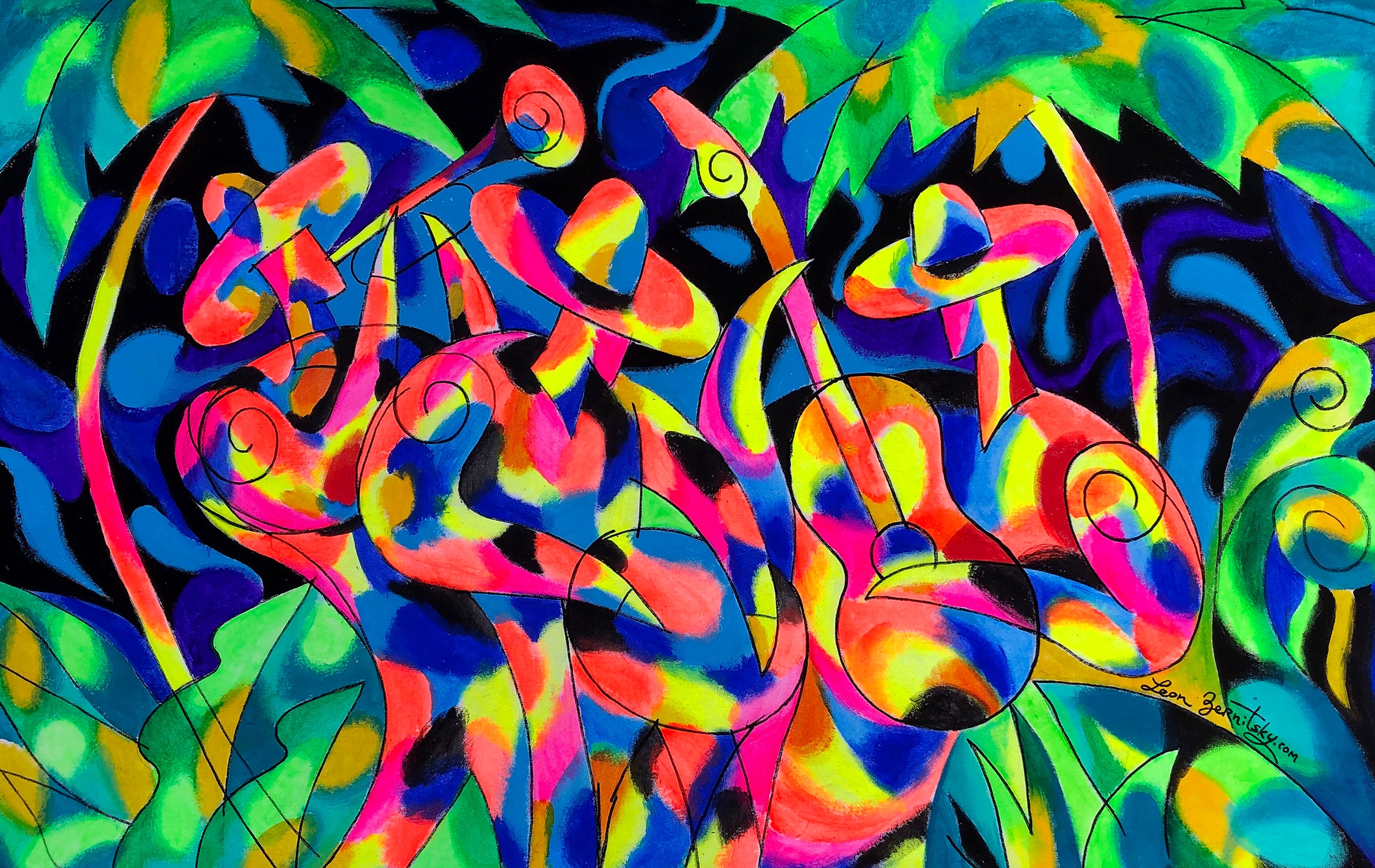 Jazz Music wall art acrylic painting Jazz Latin canvas PRINT Guitar Sax