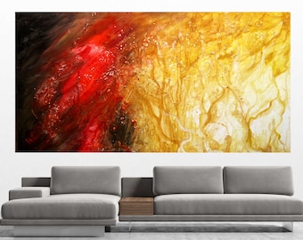 Large Custom Made Abstract Wall Decorative Stretched Canvas Print Contemporary Best Gift Decor Modern Art  by Leon Zernitsky.