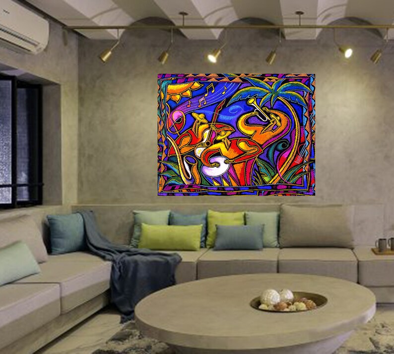 Canvas Art Abstract Stretched Home Decor Canvas Print Latin Jazz Music