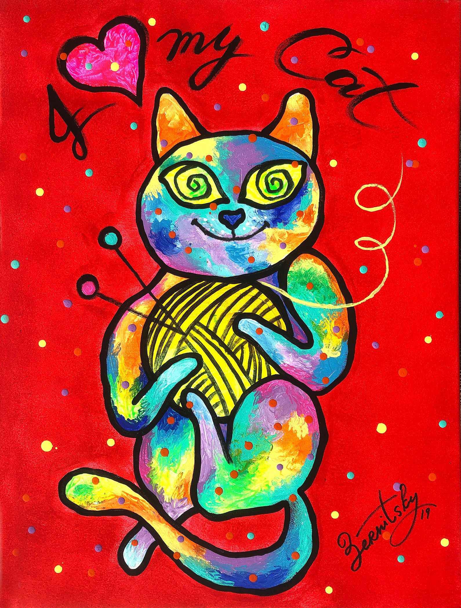 Cute Smart CAT, present for Cats lover, Baby Nursery art, Animal Canvas Print, Colourful Abstract Wall Art , Wall decor, Acrylic Painting Cute Smart CAT, present for Cats lover, Baby Nursery art, Animal Canvas Print, Colourful Abstract Wall Art , Wall decor, Acrylic Painting