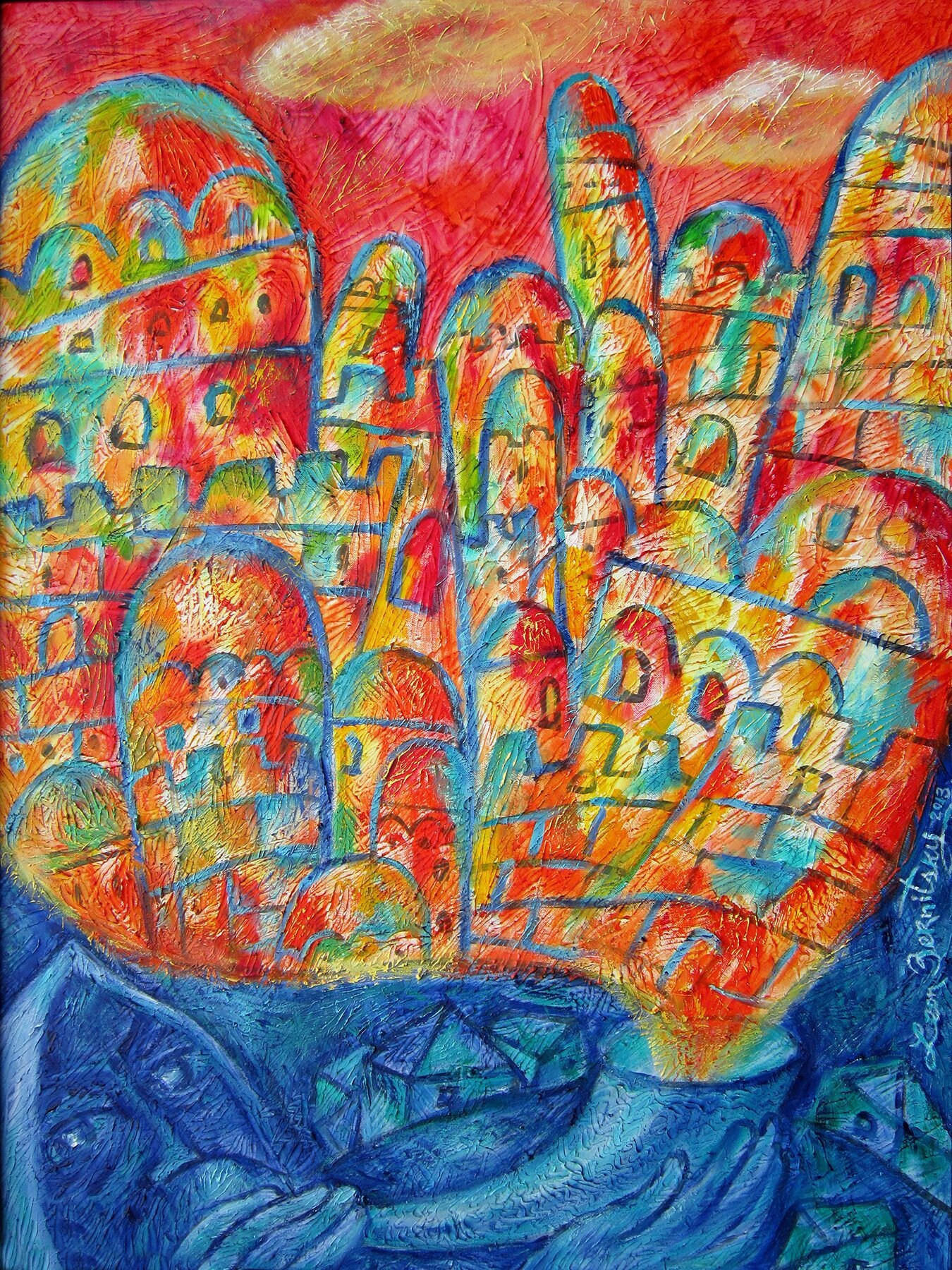 Original Jewish SOUND OF SHOFAR Rosh Hashanah Canvas Art Abstract