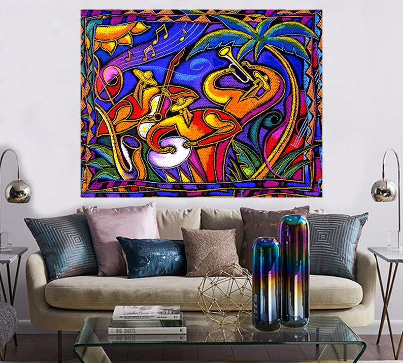 Canvas Art Abstract Stretched Home Decor Canvas Print Latin Jazz Music