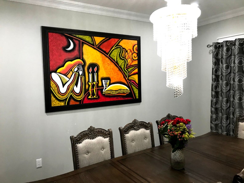 Shabbat Shalom Stretched Jewish Home Wall Decor Canvas Print Abstract