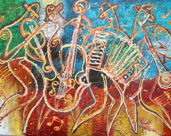 Canvas Art Stretched Home Decor Jewish Print Klezmer Jazz Music by Leon Zernitsky