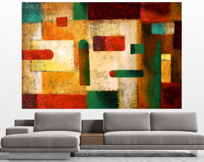 Large Abstract Wall Decorative Stretched Canvas Print Contemporary Modern Room decor Art  by Leon Zernitsky.