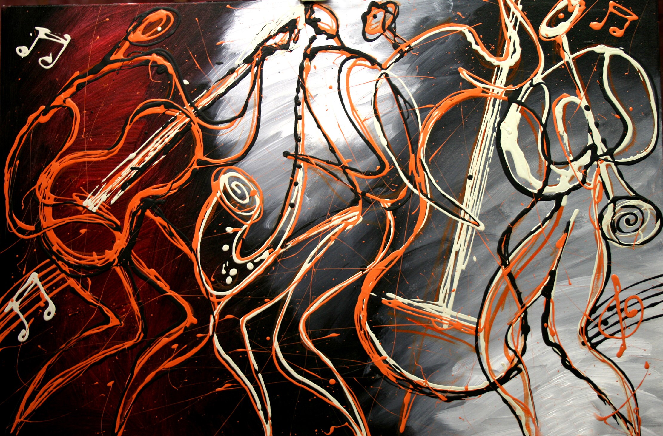 Large Wall Home Decor Jazz Music Canvas Abstract Stretched Ready to