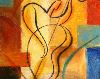 Modern Jazz Klezmer Music Abstract Art , Wall Art , Fine Art , Acrylic Painting MADE-TO-ORDER Art 24"x36" by Leon Zernitsky