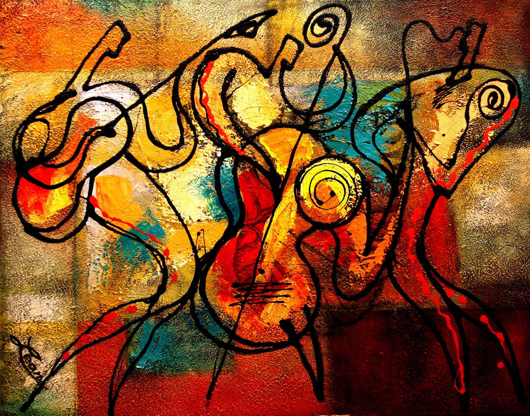Large Wall Home Decor Jazz Music Canvas Abstract Stretched