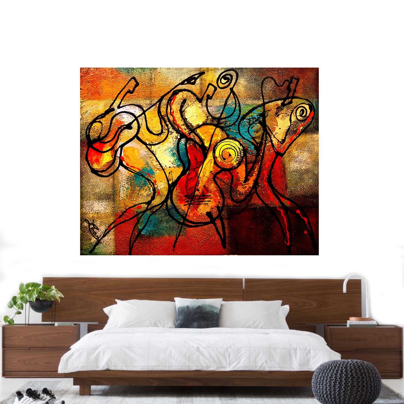 Large Wall Home Decor Jazz Music Canvas Abstract Stretched 