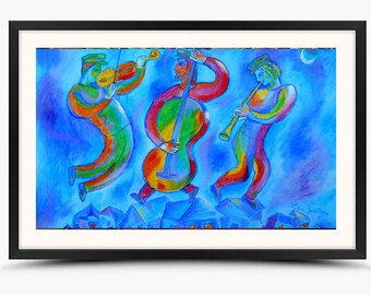 Framed Wall Decor Best Gift Art Print Decorative Jazz Klezmer Music Modern Abstract Print Home by Leon Zernitsky