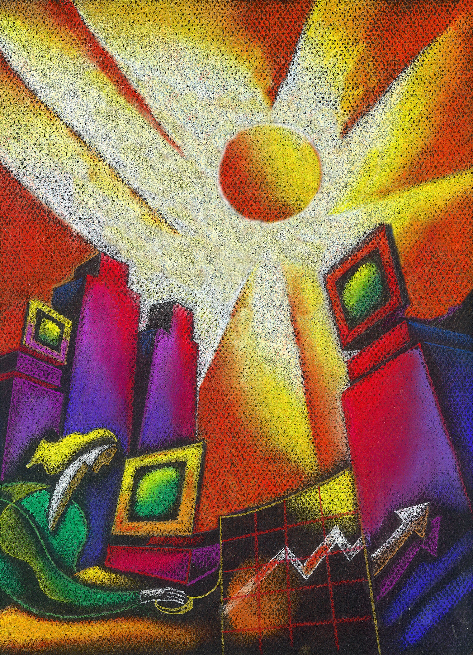 Large Wall Office Decor,Technology and Success, Canvas Stretched Print