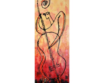 Custom made Canvas Art Abstract bas Stretched Ready to Hang Canvas Print Jazz Music Modern Art by Leon Zernitsky