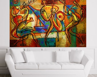 Stretched Canvas Art Contemporary Decorative Jazz Klezmer Music Modern Abstract Print Home Wall Decor by Leon Zernitsky