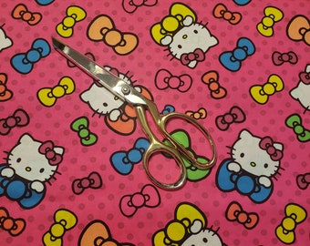 Hello Kitty Fabric, 100% cotton Fabric, Neon hot pink cute fabric, Sanrio fabric, minor Cosmetic defect, half yard / fat quarter, US Seller