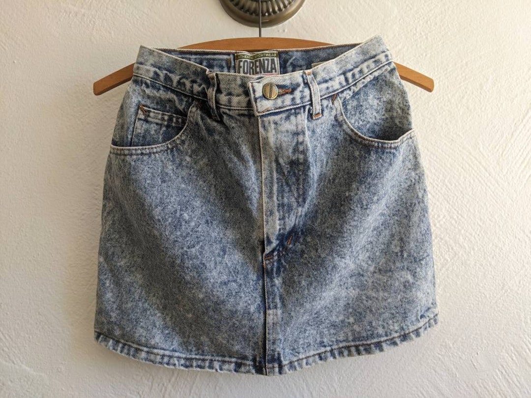 Vintage 90s FORENZA JEANS Acid Wash Denim Mini Skirt Women 8