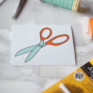 Nähschere Aufkleber, Handwerker Aufkleber, Scrapbooker Aufkleber, orange Schere Aufkleber, Aufkleber für Handwerker, Geschenke für Handwerker Kuss geschnitten