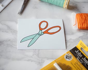 Sewing scissors sticker, crafter sticker, scrapbooker sticker, orange scissors sticker, stickers for crafters, gifts for crafters kiss cut