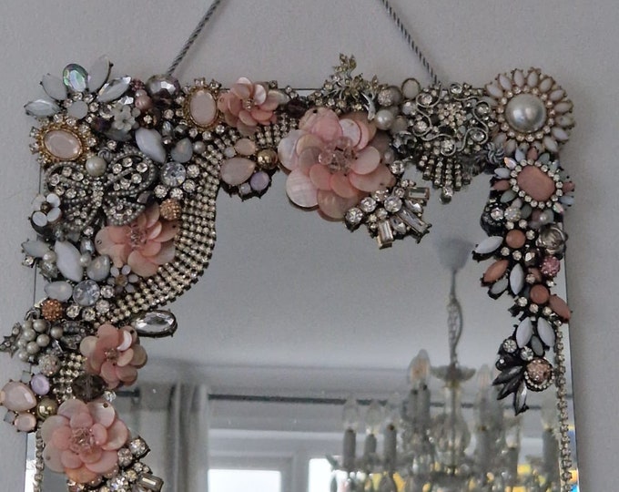 Jewelled Mirror, Handcrafted With Upcycled & Vintage Jewellery, Jeweled