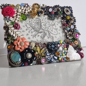 Jeweled Bilderrahmen, handgefertigt mit Upcycled & Vintage Schmuck, Jeweled Bilderrahmen