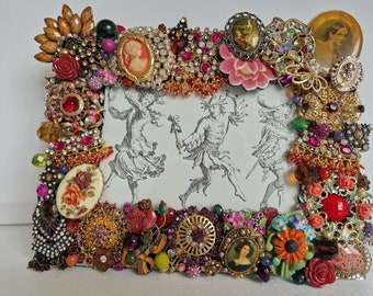 Jewelled Photo Picture Frame, Handcrafted with Upcycled & Vintage Jewellery, Jeweled Photo Frame