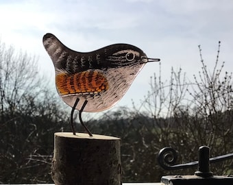 Fused glass wren perfect gift for bird lovers