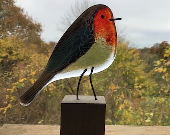 Fused glass robin perfect gift for birdlovers