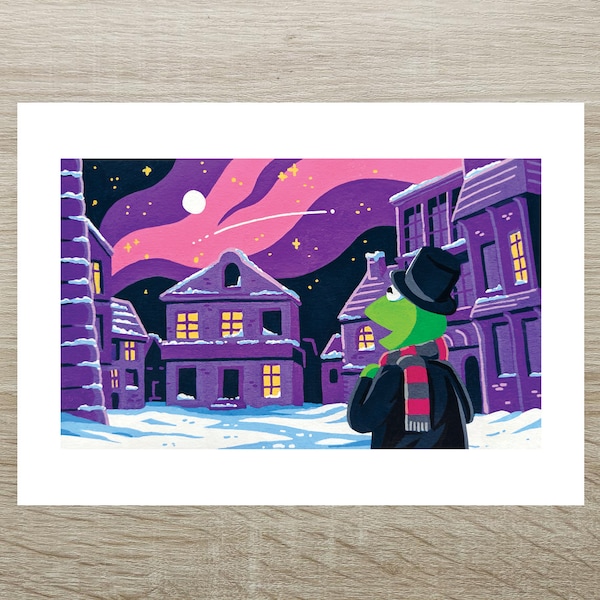 Muppet Christmas Carol - Kermit Star Posca Print (A5)