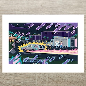 Back to the Future - Delorean Einstein Posca Print (A5)