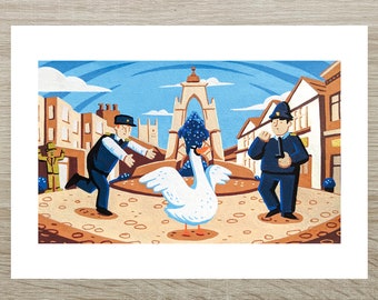 Hot Fuzz - Sandford Swan Movie Posca Print (A5)