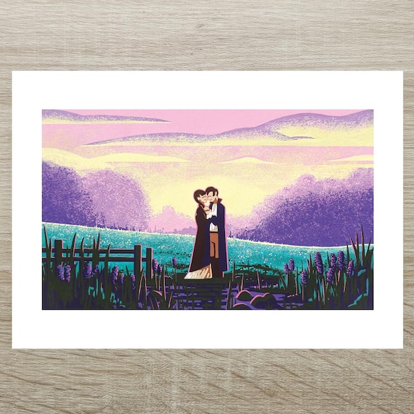 Orgullo y prejuicio - Elizabeth Bennet Mr Darcy Posca Print (A5)