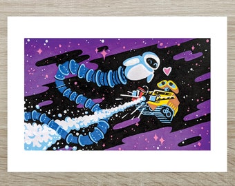 Wall-E - Eve Space Dance Posca Print (A5)