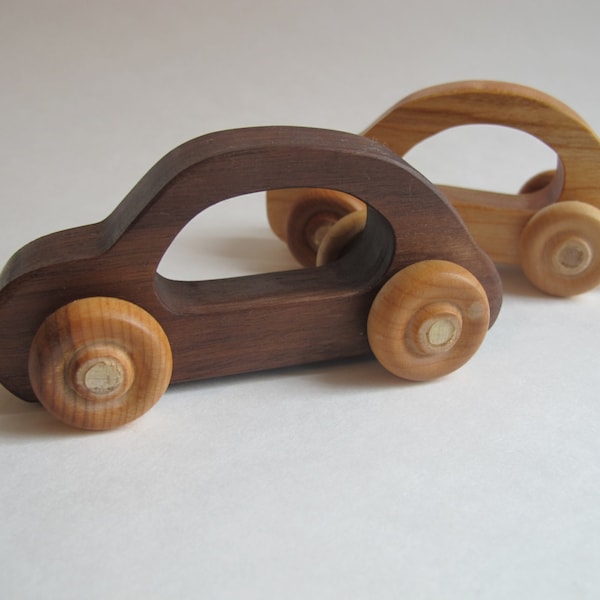 Wooden Toy Car Set of 2 - Made of Walnut and Cherry woods