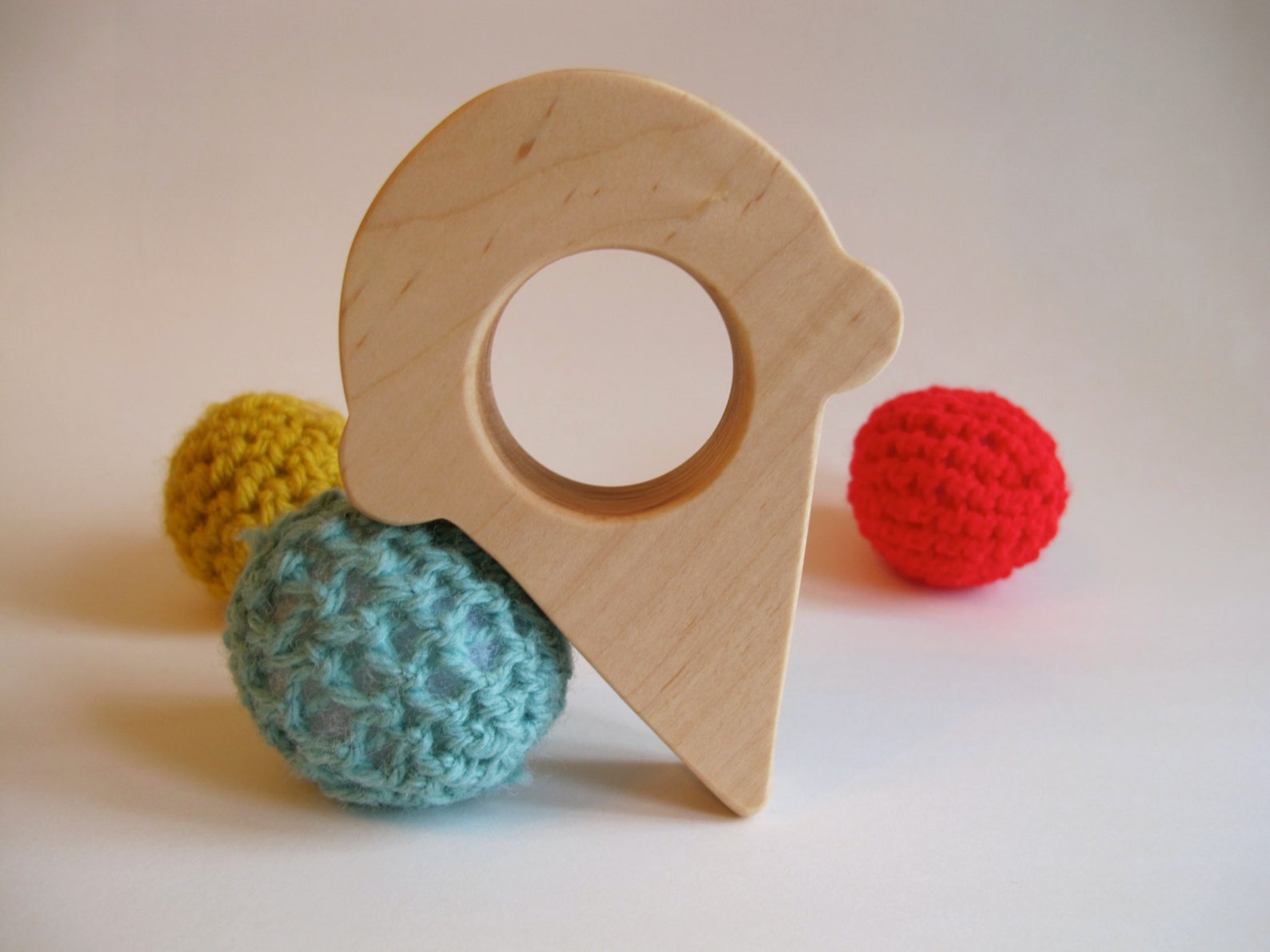 Wood Toy Ice Cream Cone Teether Organic Safe and Natural Etsy