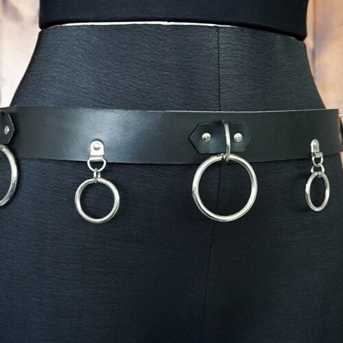 Orings Leather Belt With Multiple Chains High Quality Etsy