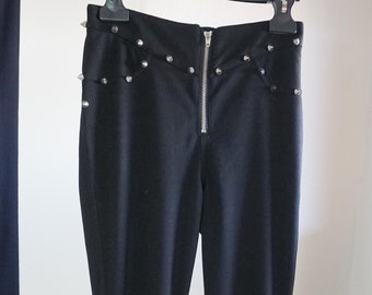 Studded pencil pants, high waist skinny trousers, zippers and studs, size XS, gothic black pants, goth, punk, alternative