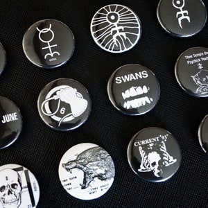 Industrial / neofolk / post-rock pins, buttons, badges | 2.5cm | Coil, EN, Einsturzende N., Psychic TV, Current 93, Death in June, Swans