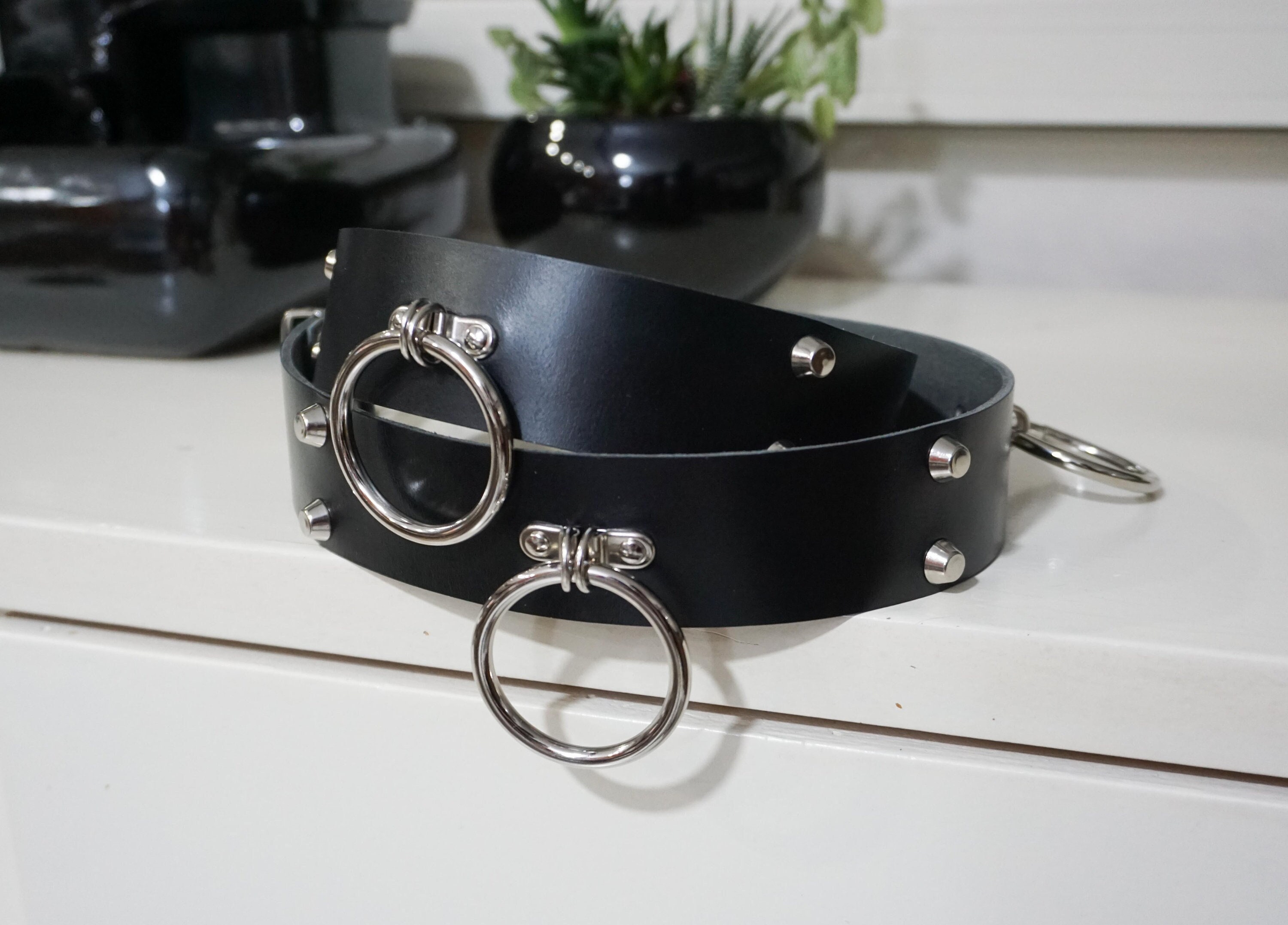 Black Leather O-ring Belt - Etsy