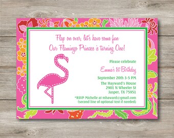 flamingo invitation etsy