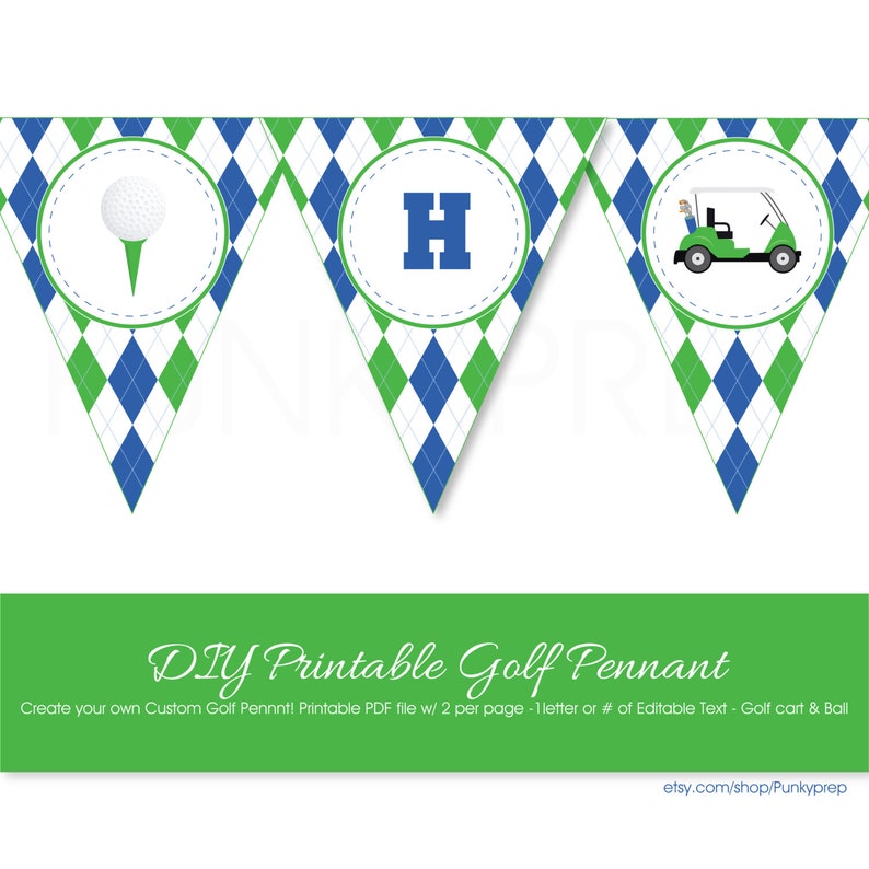 Golf Birthday Party Pennant Printable Golf Banner Digital | Etsy