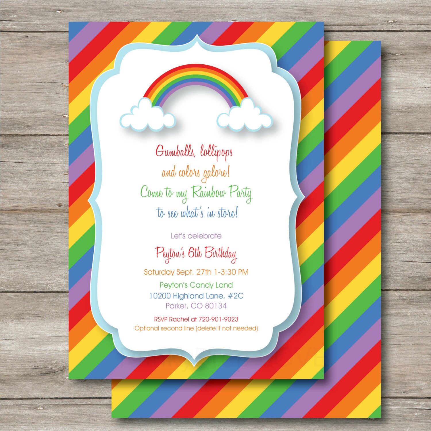 Rainbow friends party invitations