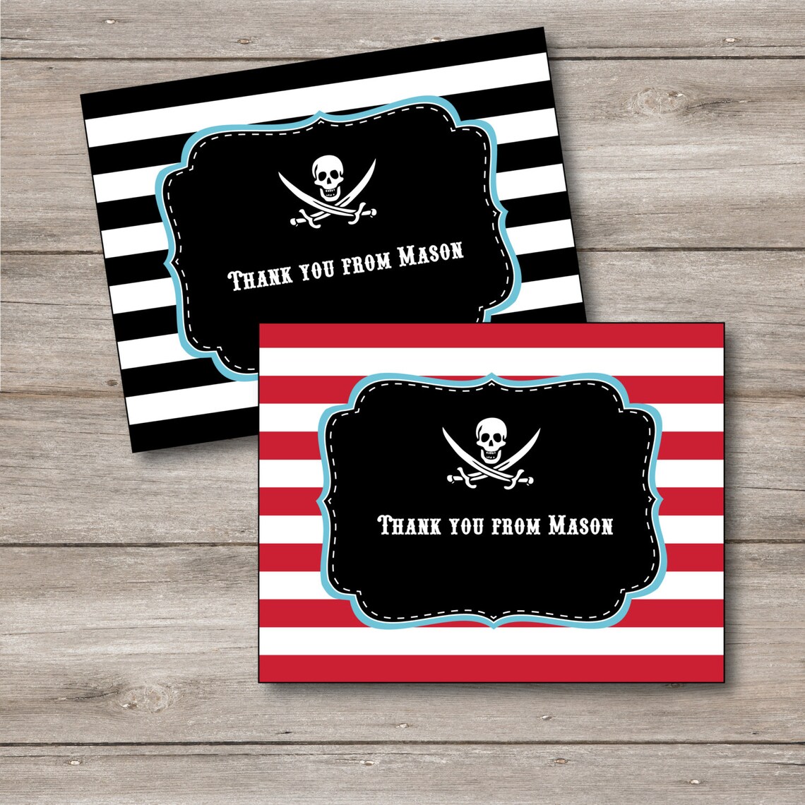 Pirate Thank You Cards with Editable Text Printable Pirate | Etsy