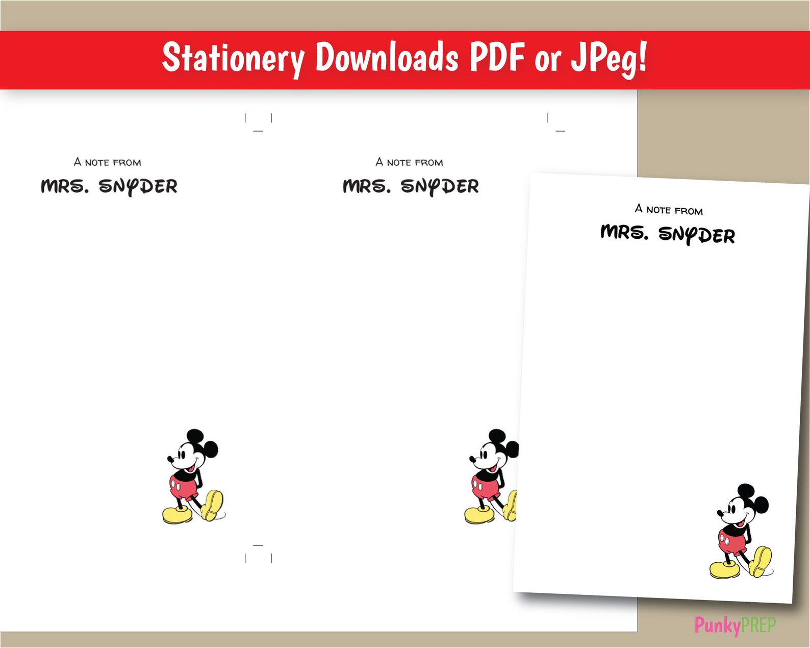 Printable Mickey Mouse Stationery Set Printable Mickey Note | Etsy