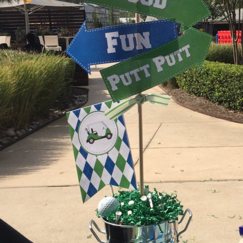 EDITABLE Golf Tee Flags Golf Cupcake Toppers Golf Party Etsy