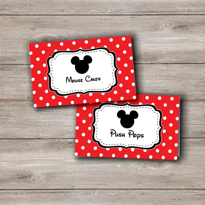 Mickey Mouse Food Tents Printable Mickey Mouse Food Labels Etsy