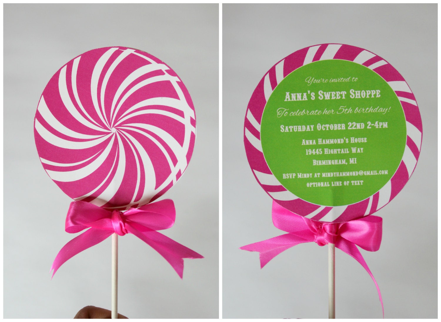 Lollipop Invitation With Personalized Text Printable Custom | Etsy