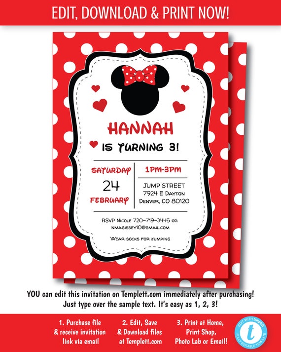 minnie mouse invitation template minnie mouse party invite etsy minnie mouse invitation template