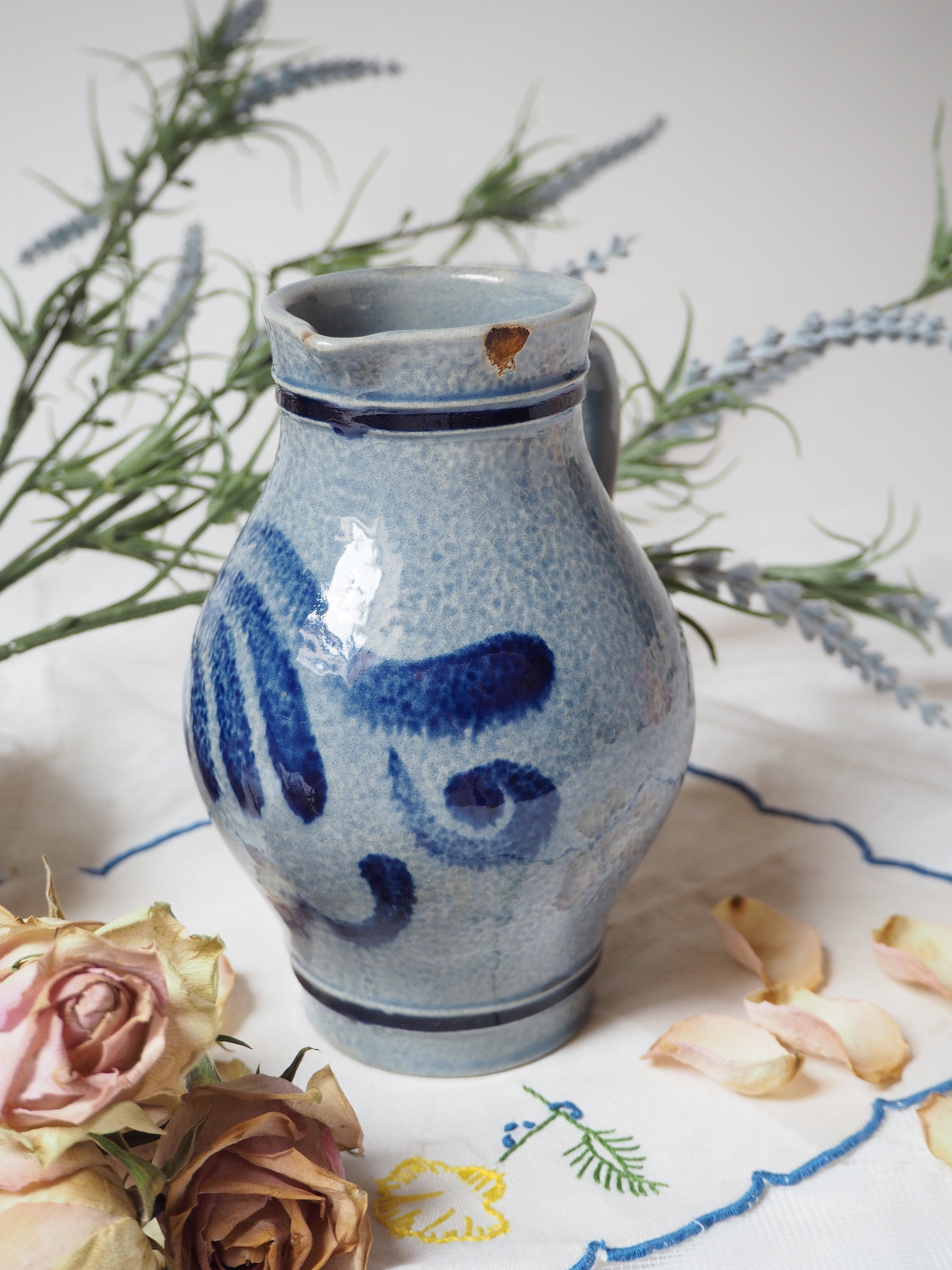 Pichet à Hanse Vase Vintage Artisanal en Céramique 500 Cl Signé et Numéroté/Poterie Fait Main Décora