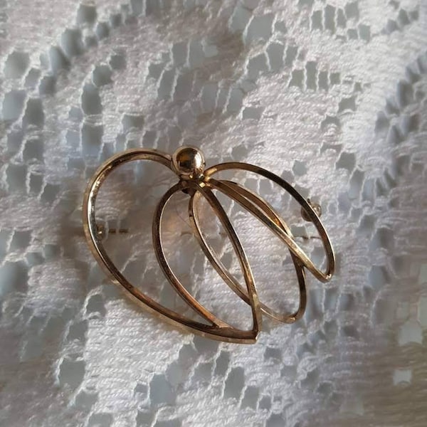 Vintage Van Dell Designer 12k Gold Filled Gold Wire Brooch Pin 1960's  C505J