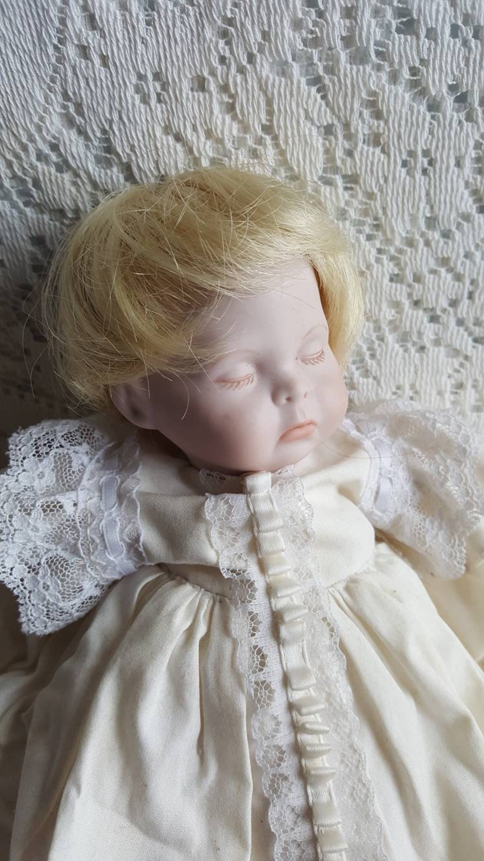 Beautiful Vintage Sleeping Baby Doll Porcelain Head Soft Body Etsy